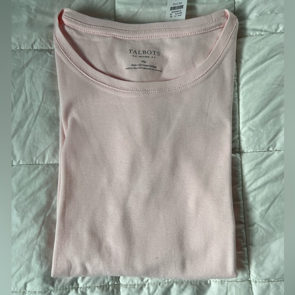 NWT Talbots long sleeve classic cotton crewneck size m light pink